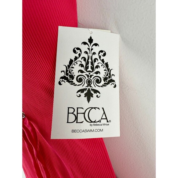 NWT Becca by Rebecca Virtue Swimwear w/ Corset lace-up Size M Coral swimsuit - Picture 13 of 15
